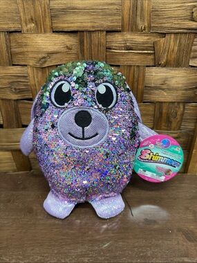 SHIMMEEZ Delilah Dog 8” Reversible Purple Green Sequin Plush Stuffed Animal